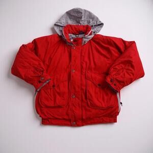 VTG Mighty Mac Coat S 40 Red Duck Down Insulated Zip Hooded Outdoor Gorpcore 90s